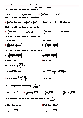 Bài tập trắc nghiệm Giải tích 12 - Chuyên đề Nguyên hàm - Tích phân